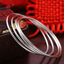 简约三生三世手镯女细手圈可组合镀银光面镯子韩国礼品银手环批发