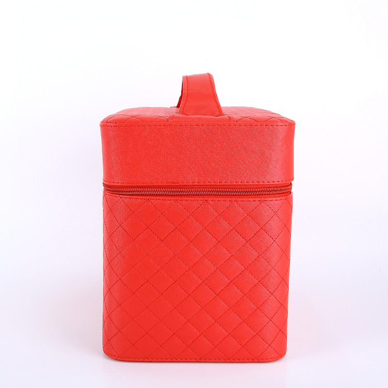 Transfronteriza nueva caja de cosméticos de tela escocesa de cuatro abiertos caja de joyería Portátil Bolsa de cosméticos caja de almacenamiento de cosméticos multifuncional grande