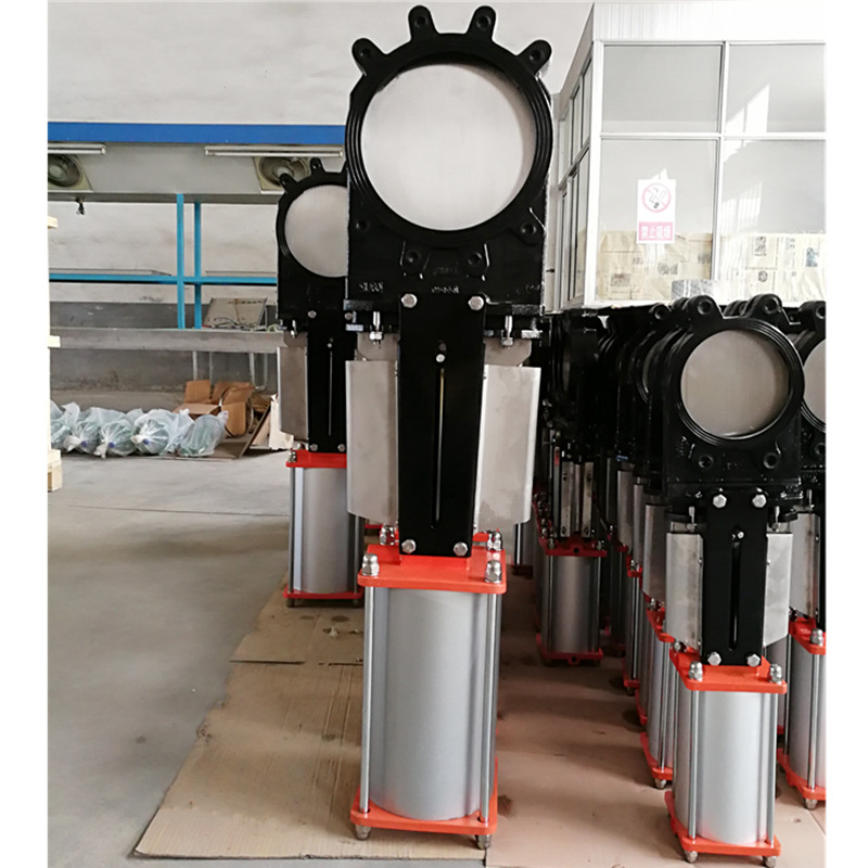 冠宇供应球铁GGG40浆液阀气动刀闸阀 单向对夹式德标开关型闸板阀