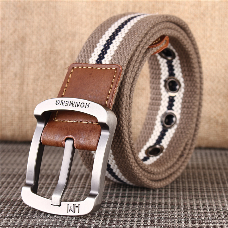 Canvas belt men's canvas belt men's youth casual pants with Korean student pin buckle men's belt wholesale