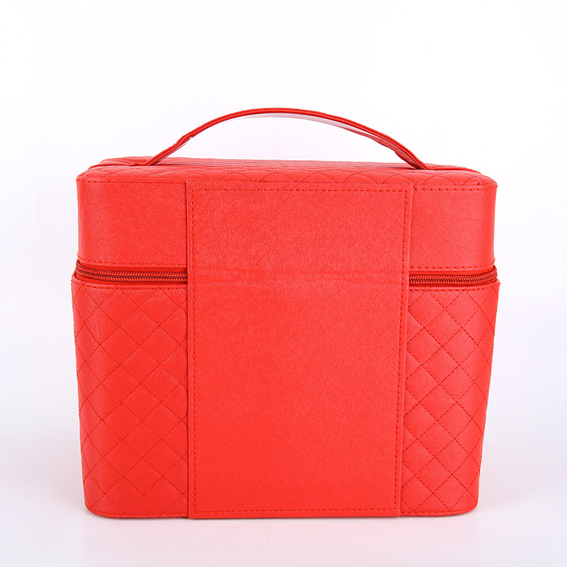 Transfronteriza nueva caja de cosméticos de tela escocesa de cuatro abiertos caja de joyería Portátil Bolsa de cosméticos caja de almacenamiento de cosméticos multifuncional grande