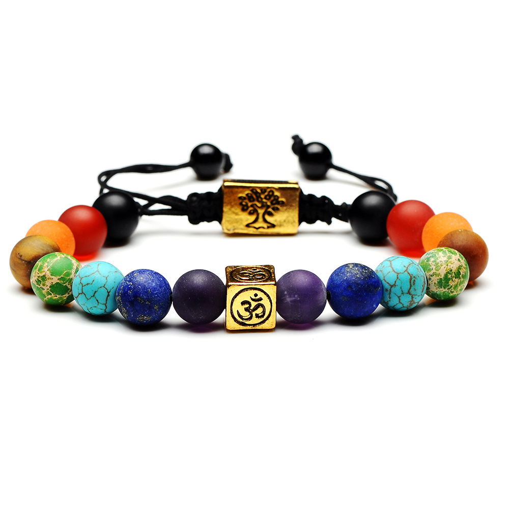 Square agate matte organic woven bracelet natural stone for yoga