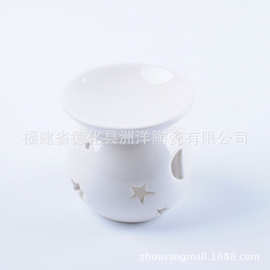 创意制作陶瓷工艺品摆件纯白色镂空手工星星造型家居烛台香薰炉