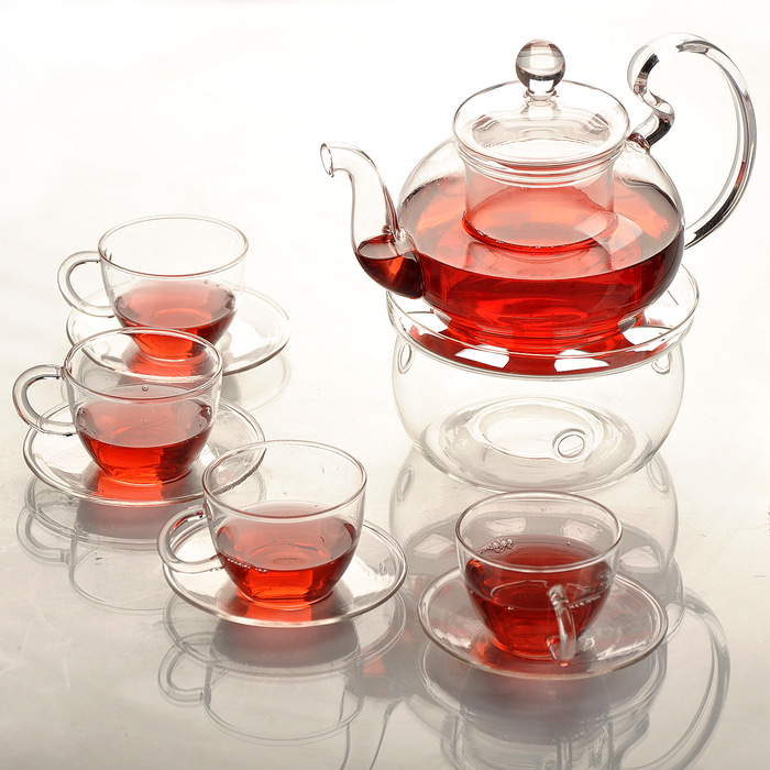 Juego de té de vidrio transparente traje de Kung Fu flores y plantas tetera borosilicato resistente al calor resistente a altas temperaturas vidrio Xuan al por mayor