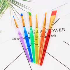 Wholesale factory export quality 6-piece colored rod DIY children's paintbrushes, nail art brushes, watercolor brushes, cake brushes