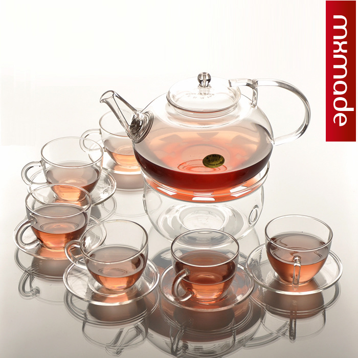 Juego de té de vidrio transparente traje de Kung Fu flores y plantas tetera borosilicato resistente al calor resistente a altas temperaturas vidrio Xuan al por mayor