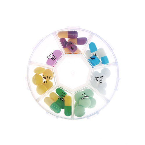 Portable Medicine Weekly Pill Box, Compact Mini Sealed 7-Day Capsule Pill Box Pharmacy Gift Earring Organizer