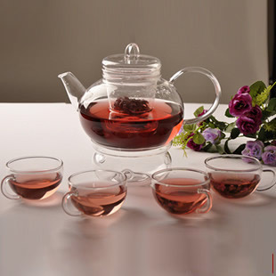 Juego de té de vidrio transparente traje de Kung Fu flores y plantas tetera borosilicato resistente al calor resistente a altas temperaturas vidrio Xuan al por mayor