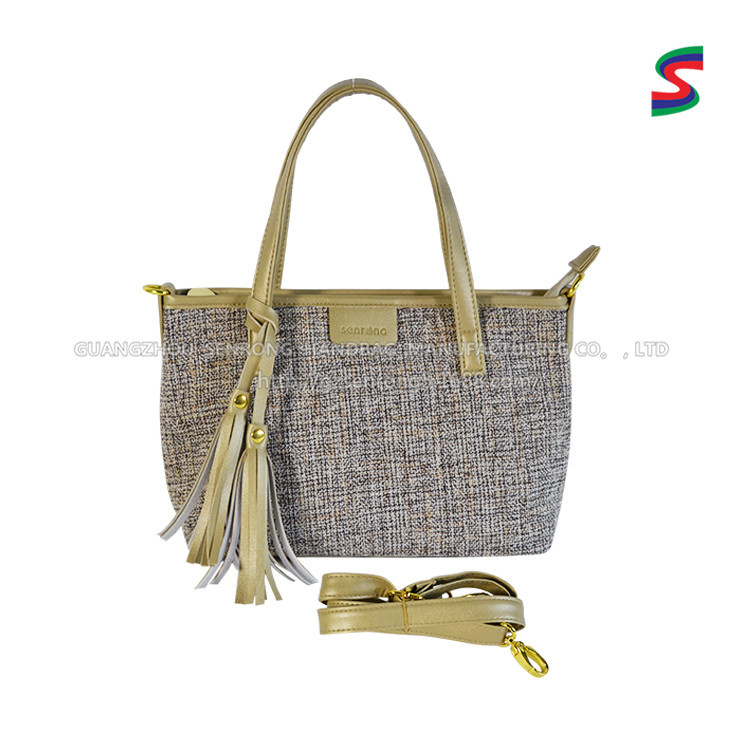 厂家定做托特包帆布包棉麻料沙滩包 PU手提编制民族风单肩包定制