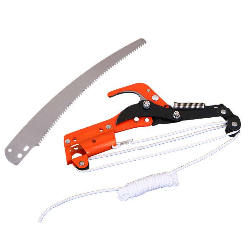 2-en-1 tres rodillos patinaje ahorro de mano de obra tijeras de rama alta negrita cuerda de nylon árbol frutal tijeras agrícolas Jardín de gran altitud tijeras de rama alta cabeza