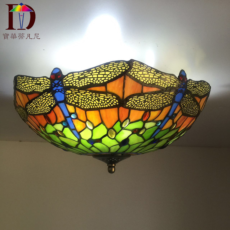 Factory Direct Tiffany pastoral style Dragonfly round corridor hotel study bedroom ceiling light special offer Factory Direct Tiffany pastoral style Dragonfly round corridor hotel study bedroom ceiling light special offer
