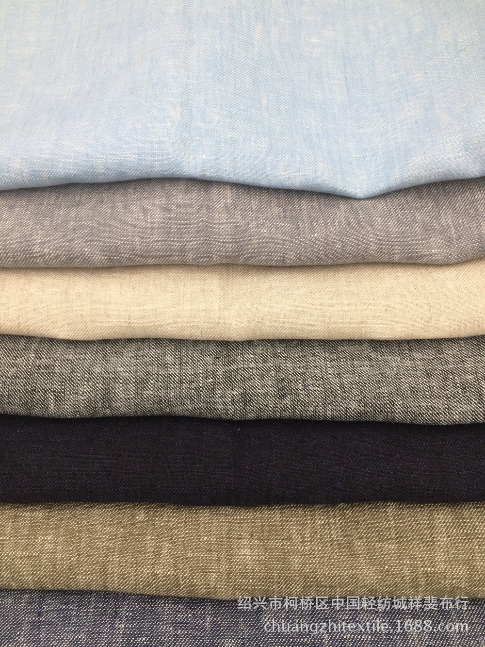 斜纹色织纯亚麻素色面料男士衬衫面料梭织亚麻布料先染布青年布