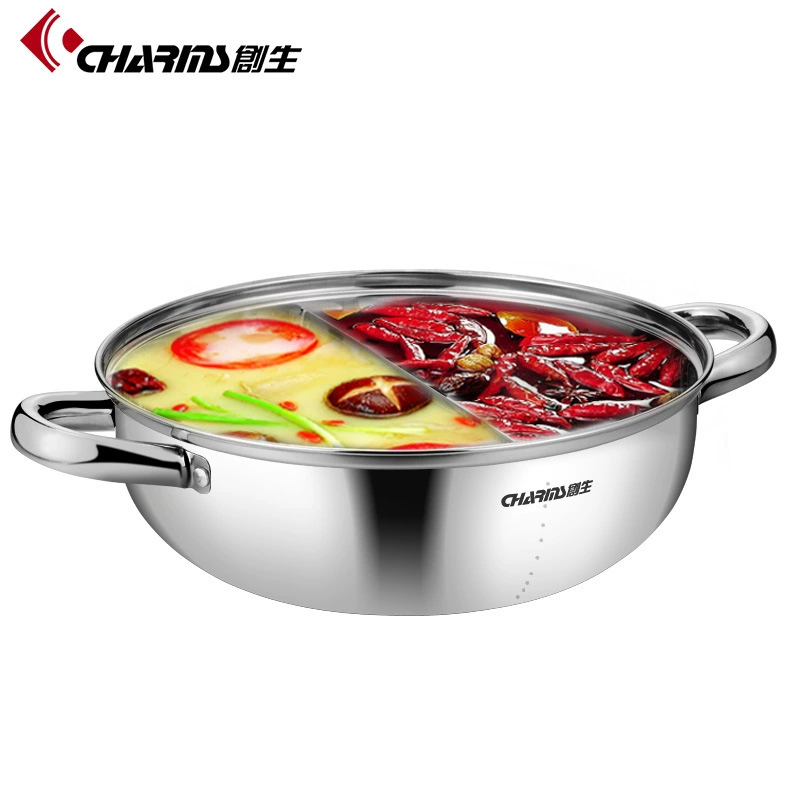 Популярная зимняя утолщённая нержавеющая кастрюля Chuangsheng для «утки мандаринки» (хотпот), легко чистящаяся, универсальная для шабу-шабу, для индукционной плиты