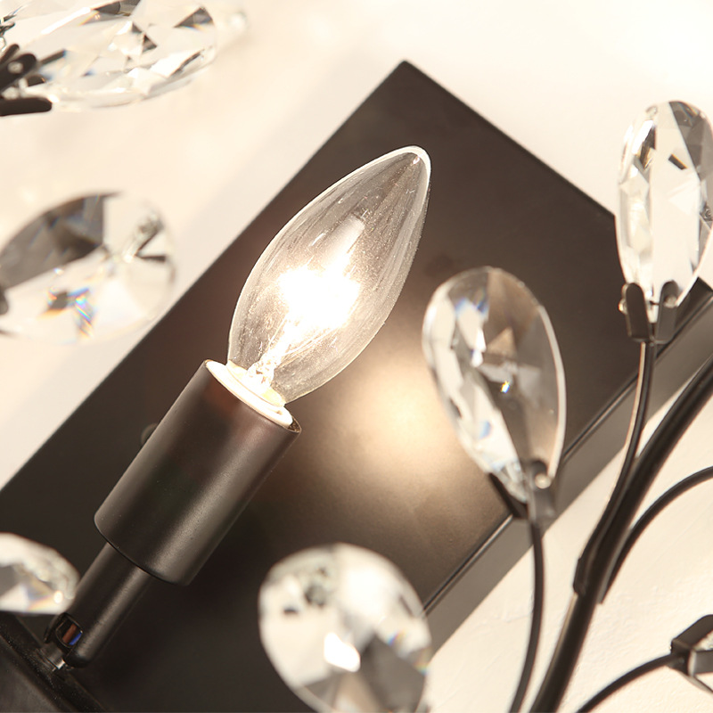 País de América lámpara de pared de una sola cabeza lámpara de pared de noche dormitorio sala de estar Europea creativa retro vela de hierro lámpara de pared de cristal