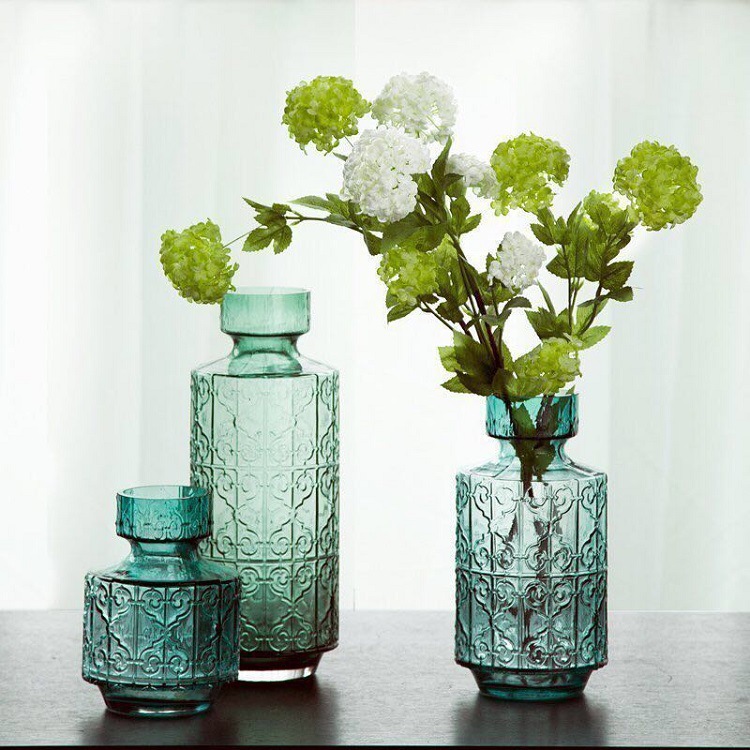 [New Qin] American rural blue creative relief glass hydroponic…
