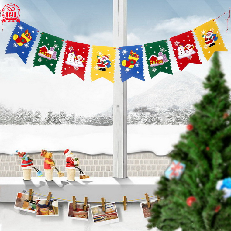Nuevo PAPEL DE Navidad tirar de la bandera centro comercial entretenimiento lugar decoración suministros cola de pez tirar flor decoración navideña bandera colorida