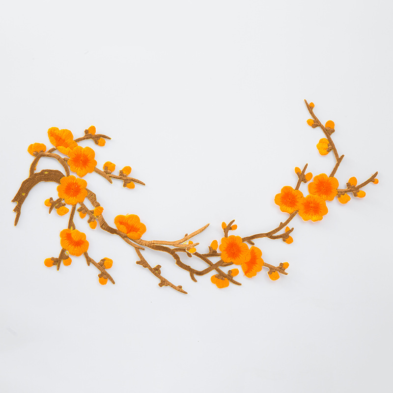 Parche de tela bordado antiguo equipo de estilo bordado Plum bordado parche de tela Plum parche cheongsam caliente parche de estilo chino