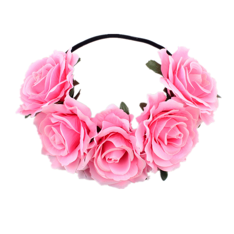 Grensoverschrijdende 5-rozen Europese en Amerikaanse Boheemse vakantie rode kunstbloemen haarband festival feest haaraccessoire_voghion.com
