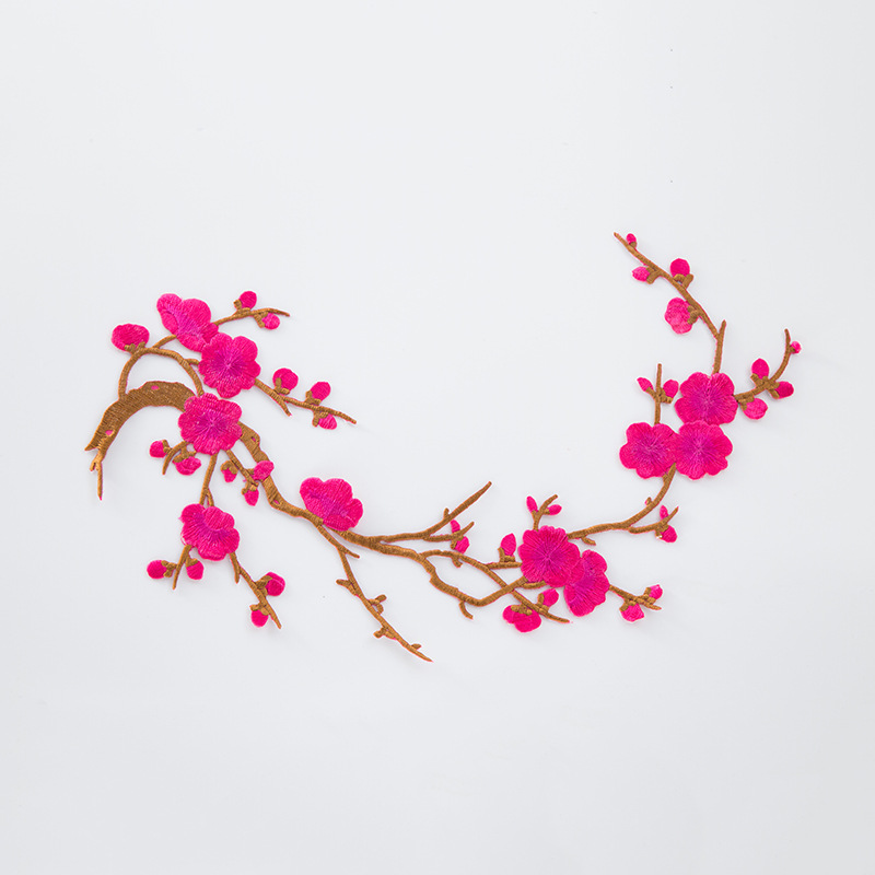 Parche de tela bordado antiguo equipo de estilo bordado Plum bordado parche de tela Plum parche cheongsam caliente parche de estilo chino