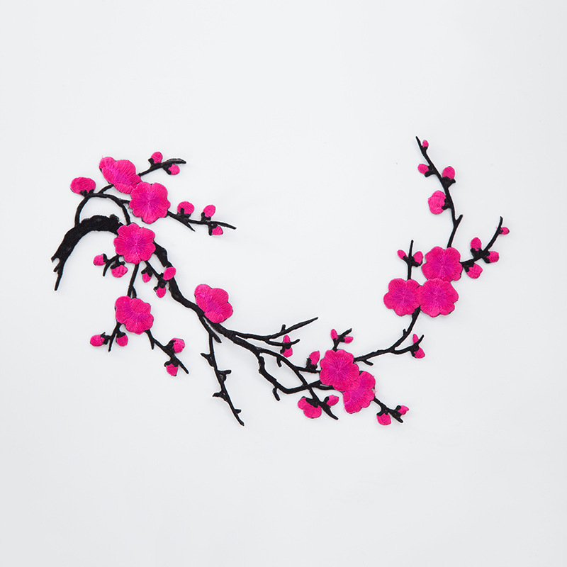 Parche de tela bordado antiguo equipo de estilo bordado Plum bordado parche de tela Plum parche cheongsam caliente parche de estilo chino