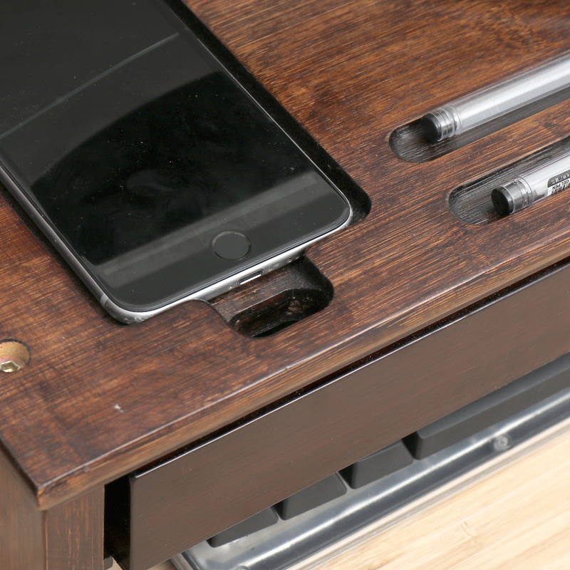 Monitor de ordenador soporte de escritorio de almacenamiento rack soporte de bambú base de almacenamiento de escritorio rack organizador