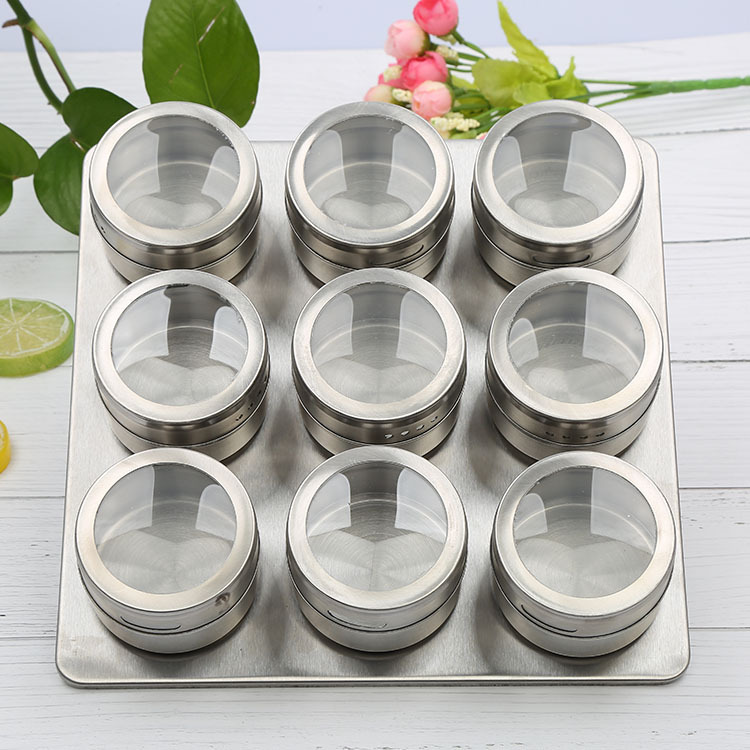 Magnetic Dustproof Visible Stainless Steel Seasoning Jar Spice Seasoning Bottle Seasoning Box Outdoor Barbecue Six Flavors 12 Pieces Set