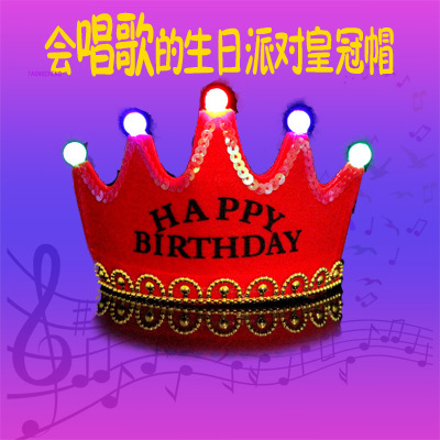 LED cantando con música corona sombrero diadema luminosa cumpleaños flash diadema fiesta diadema luminosa