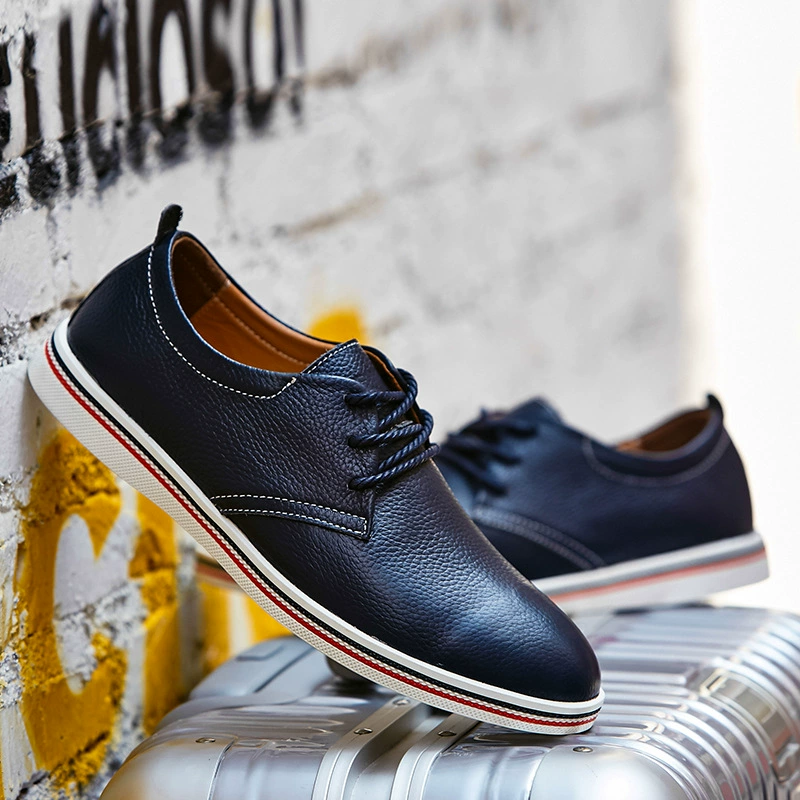 Весенне-осенняя мужская обувь, повседневная кожаная обувь, трансграничная повседневная обувь больших размеров, универсальные Британские кроссовки из натуральной кожи, кожаные туфли на плоской подошве