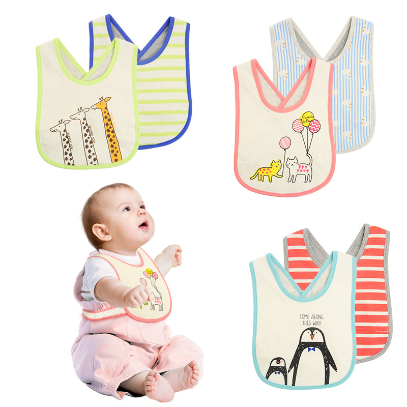 Japanese New Newborn Cotton Bib 5-Layer Waterproof Cross-Adjusting Baby Slip Towel Children's Bib