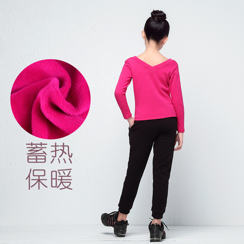 Ropa de baile para niños ropa de práctica de ballet con forro polar para niñas Otoño e Invierno engrosada traje deportivo de mujer ropa de gimnasia cuadrada