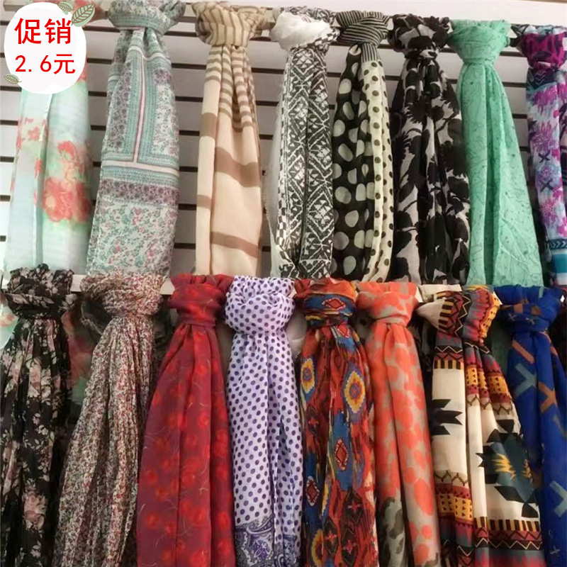 한국판 스카프, 발리사 숄, 5위안 모델 실크 스카프, 노점 도매 스카프, 여성용 가을 겨울 스카프
