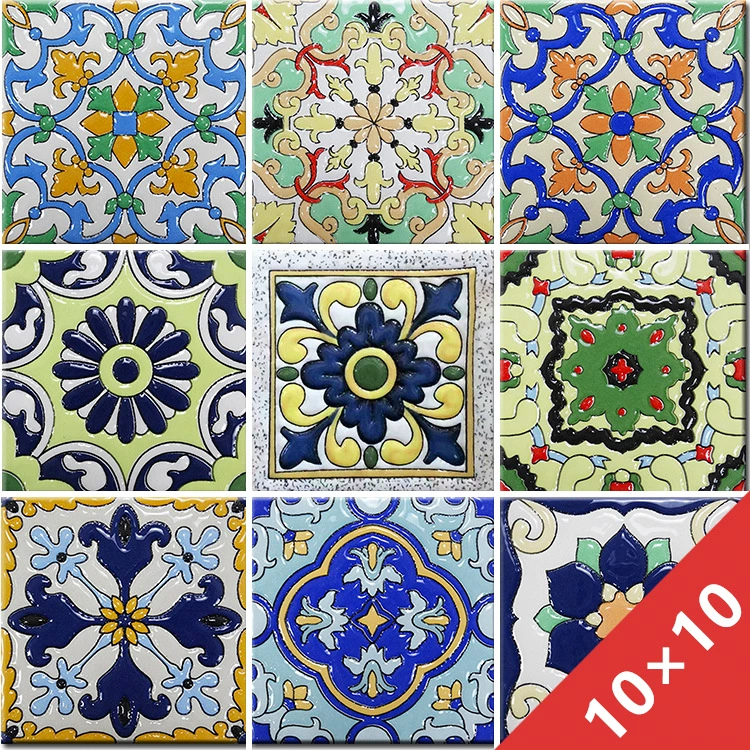 100 × 100 Ретро маленький цветочный кирпич блестящий цвет талия линия плитки стены кирпич бар кирпич Embossed tiles