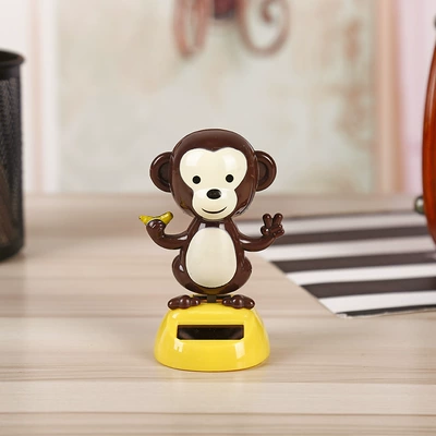 2026 New Cartoon Creative Monkey Car Ornaments Solar-Powered Bobblehead Car Interior Gifts Wholesale (Car ornaments) - 656102-yellow