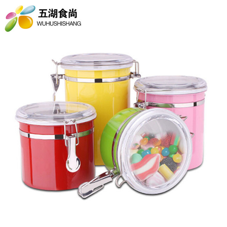 Cuatro piezas de almacenamiento de alimentos sellados tarro de té de acero inoxidable tarro de almacenamiento de granos de café de tabaco rallado tarro snack tarro de mantenimiento fresco