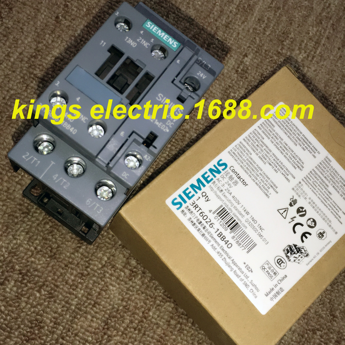 西门子直流接触器3RT6026-1BB40 DC24V（广州渠道现货销售）