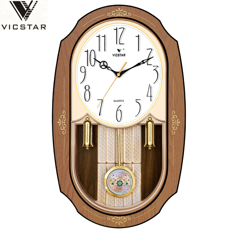 Reloj de pared oscilante de estilo europeo de venta directa, reloj de pared oscilante silencioso de la sala de estar