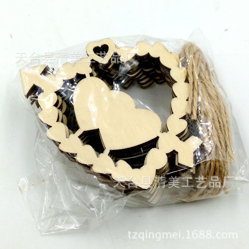Colgante de decoración de pared de bricolaje con una flecha a través del corazón astilleras de madera 10 piezas en un paquete con cuerda de cáñamo