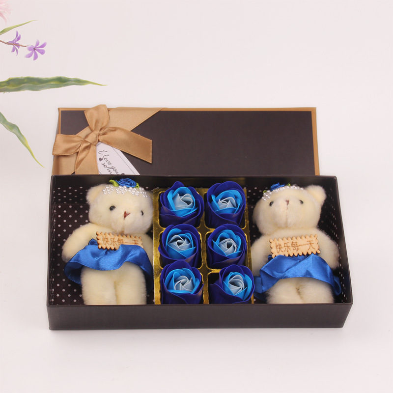 Regalos de San Valentín 12 cajas de regalo de flores de jabón flores flores artificiales oso rosa regalo creativo flor eterna al por mayor