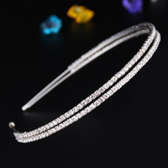 New Women's Diamond-embellished Double-row Wedding Headband for Brides, Elegant and Simple Hair Accessory, Wholesale