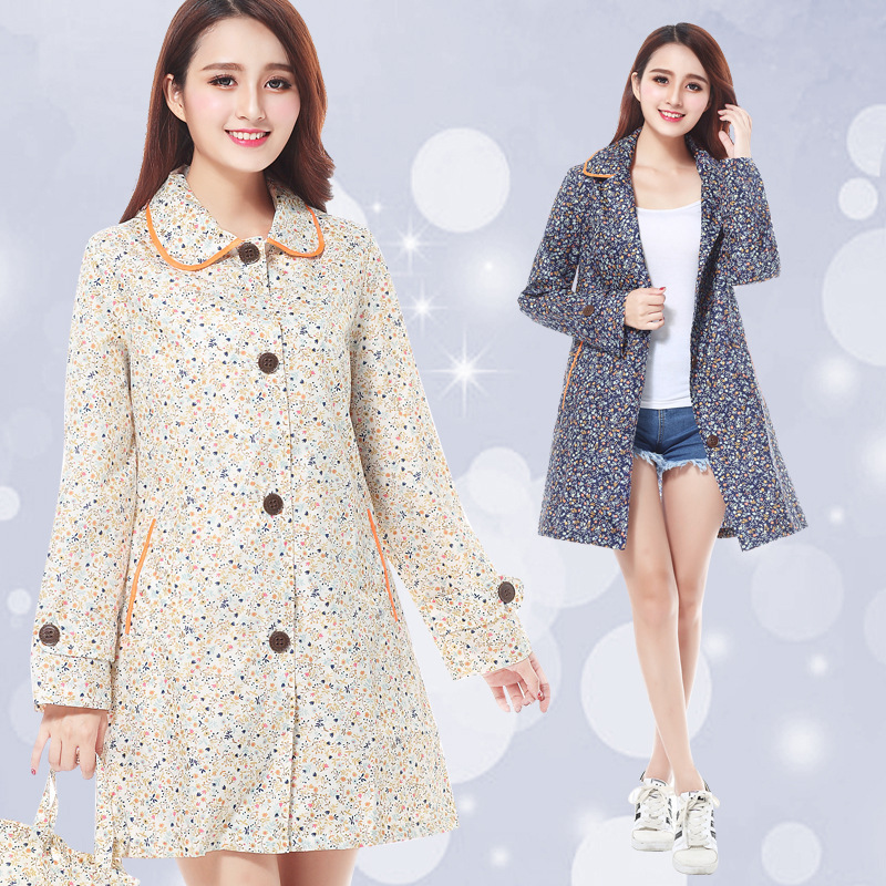 Fashion small flower small fresh floral thin raincoat women adult poncho ultra light factory hair