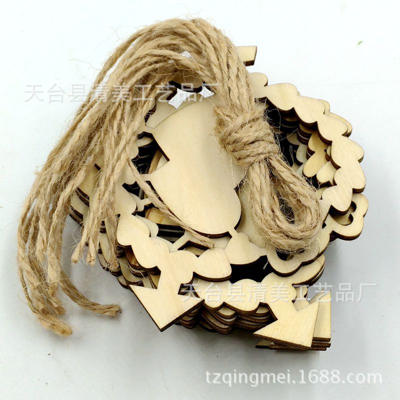 Colgante de decoración de pared de bricolaje con una flecha a través del corazón astilleras de madera 10 piezas en un paquete con cuerda de cáñamo