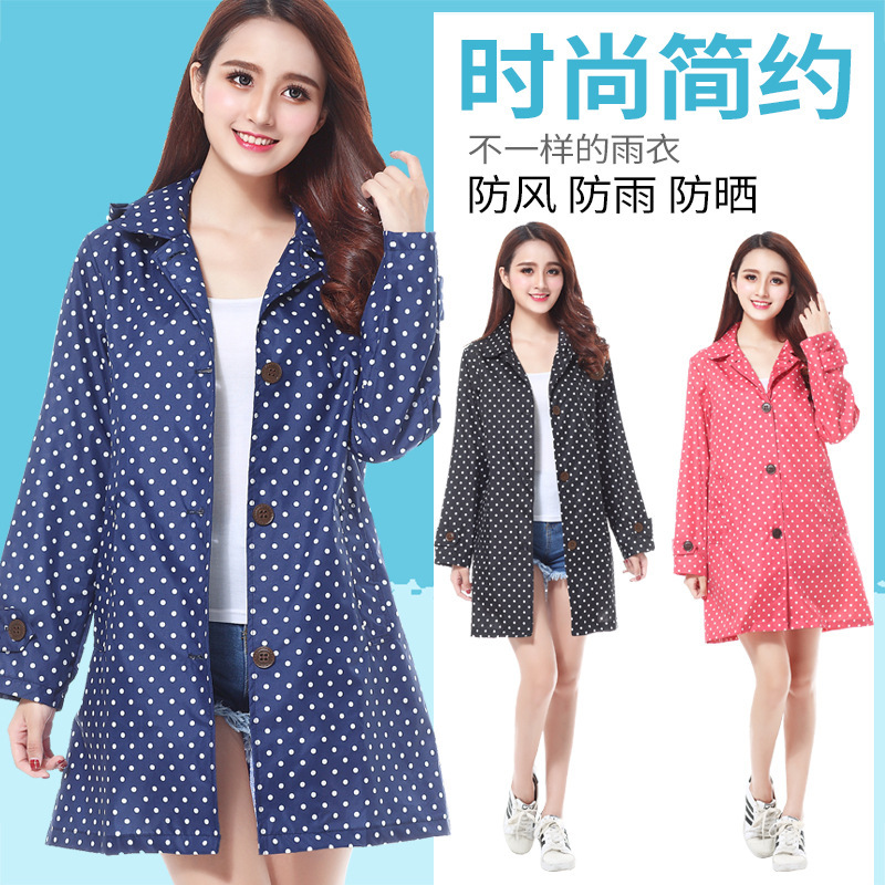 Japan South Korea Taiwan lightweight fashion polka dot raincoat women's adult poncho ultra-light Foreign trade direct delivery