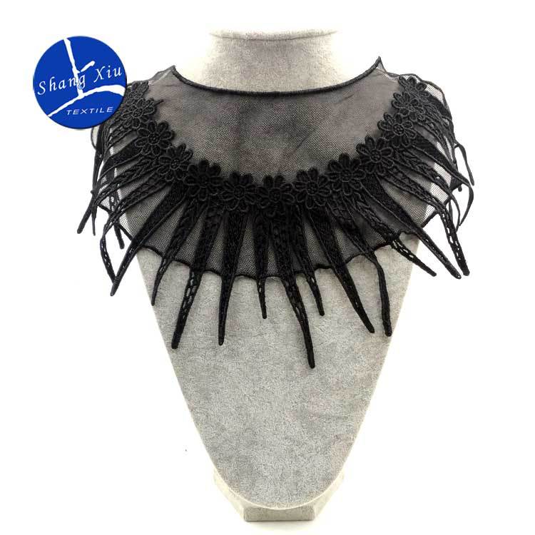 水溶蕾丝衣领 涤光丝网底刺绣胸花 贴网绣领花 假领子