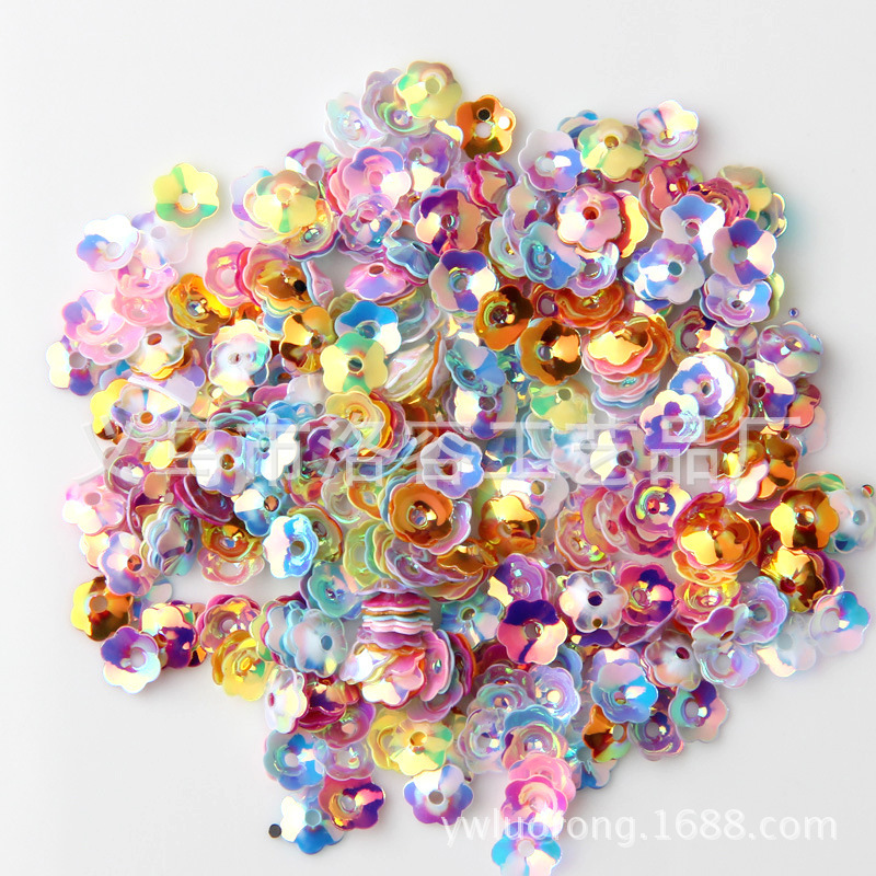 PVC golden sequins 6mm concave plum blossom beads garment accessories diy manicure sequins magic color nail stickers accessories