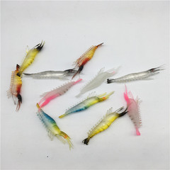 Lure soft shrimp 8.6cm 3.6g single piece glow-in-the-dark red-eye shrimp lure with fish hook hole