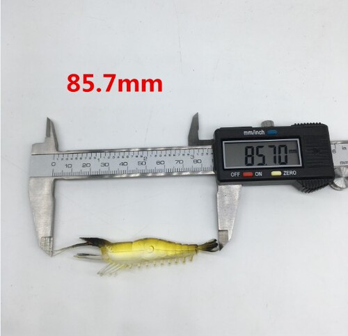 Lure soft shrimp 8.6cm 3.6g single piece glow-in-the-dark red-eye shrimp lure with fish hook hole