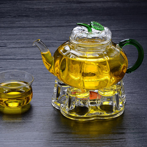 Manufacturer wholesale glass heart-shaped base teapot heating base glass tea warmer tea warmer saucer tea ceremony accessories