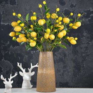 Simulated lemon branches, lemon fruit, simulated tree accessories, hotel decoration model room, floor-to-ceiling floral arrangements, green planting lemon trees