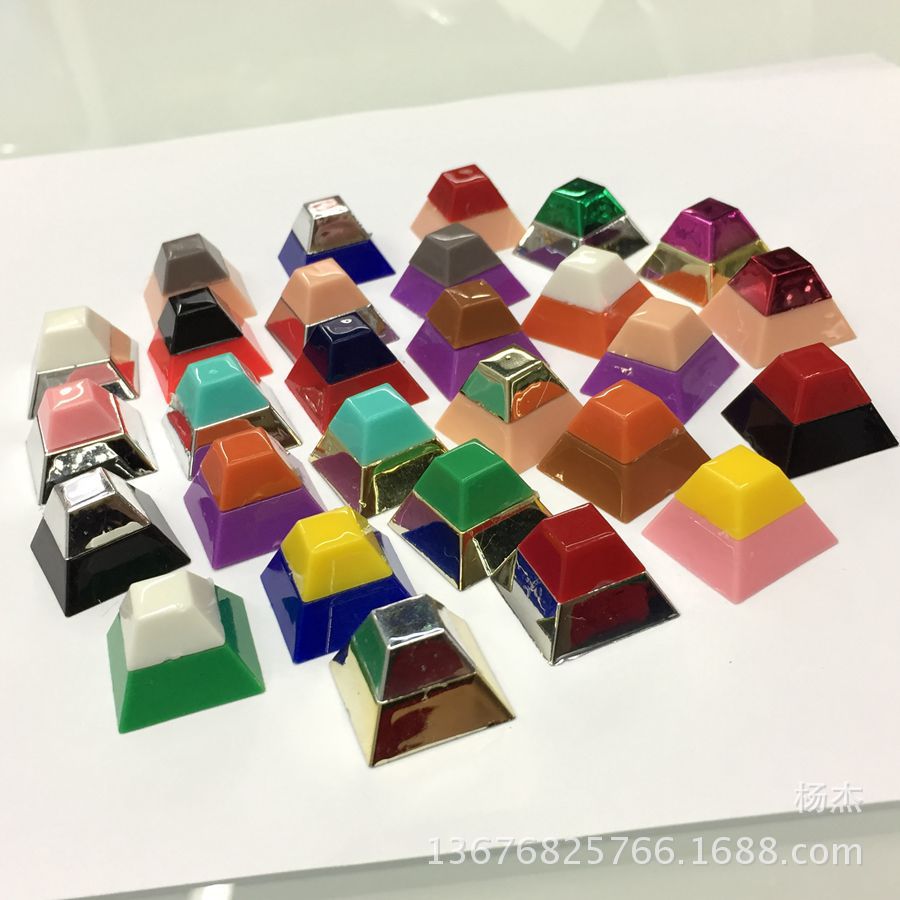 双色梯形塑料铆钉 糖果色双层平底撞钉 鞋子箱包服装装饰配件