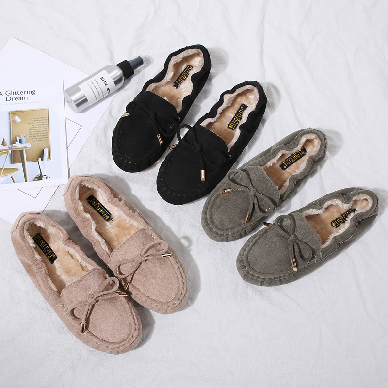 Tods mujeres forradas de lana estilo coreano bombas de algodón del todo fósforo zapatos planos cálidos antideslizantes mujeres embarazadas más tamaño arco zapatos Casuales